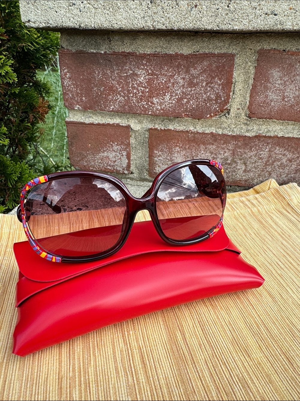 Emilio Pucci Sunglasses with Signature Red leather Caae